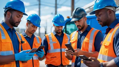 5 field service techs testing mobile field service software